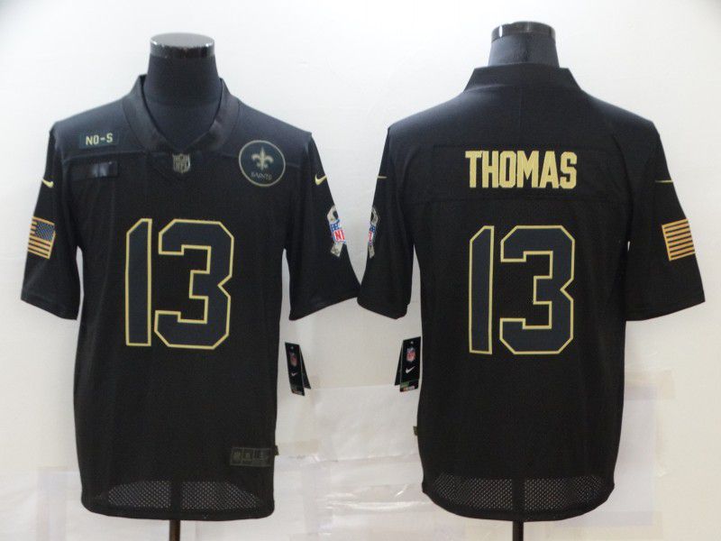 Men New Orleans Saints 13 Thomas Black gold lettering 2020 Nike NFL Jersey